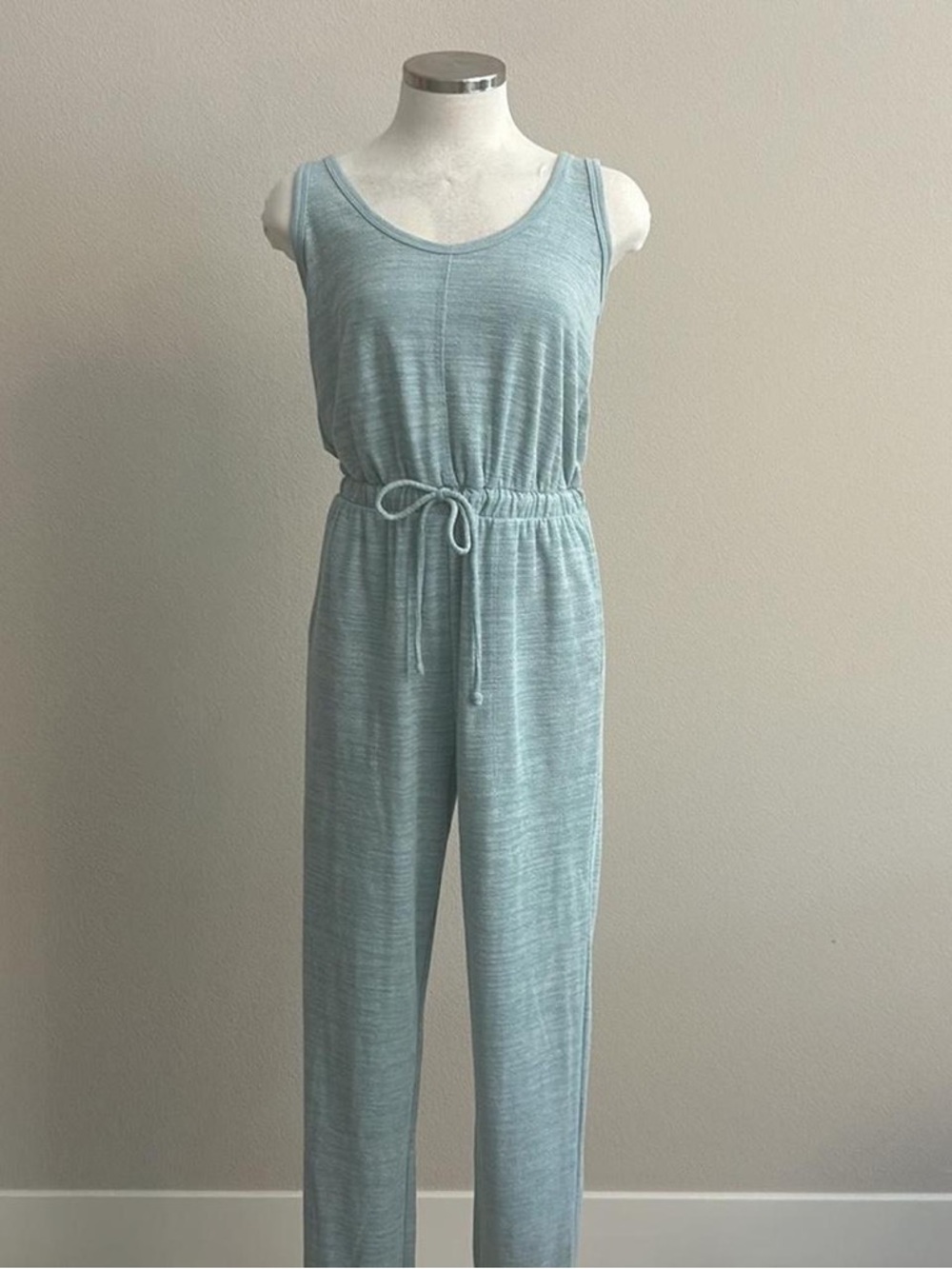 Free people Light Blue Knit Sleeveless Jumpsuit